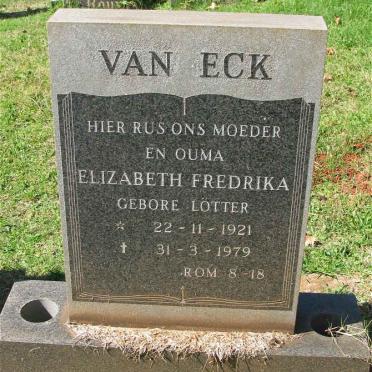ECK Elizabeth Fredrika, van nee LOTTER 1921-1979