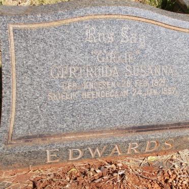 EDWARDS Gertruida Susanna nee KNOESEN 1921-1957