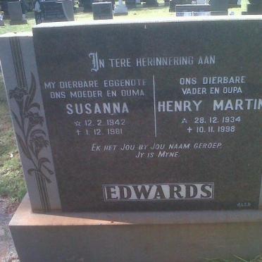 EDWARDS Henry Martin 1934-1998 &amp; Susanna 1942-1981