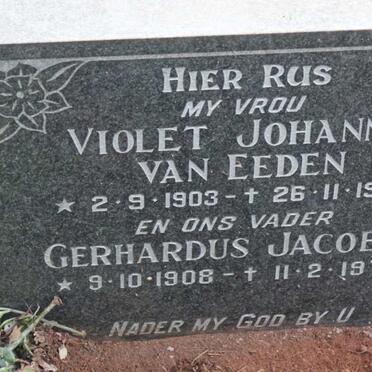 EEDEN Gerhardus Jacobus, van 1908-1977 &amp; Violet Johanna 1903-1972