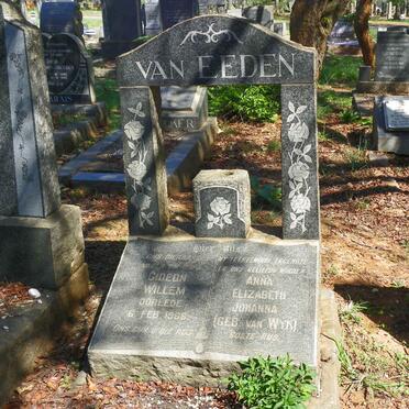 EEDEN Gideon Willem, van -1966 &amp; Anna Elizabeth Johanna VAN WYK