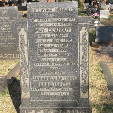 EEKHOUT Johannes Antonie Christoffel -1963 &amp; May GLADMAN -1952