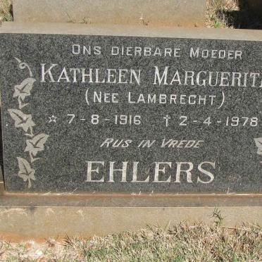 EHLERS Kathleen Marguerite nee LAMBRECHT 1916-1978