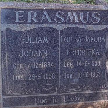 ERASMUS Guiliam Johann 1894-1956 &amp; Louisa Jakoba Fredrieka 1898-1963