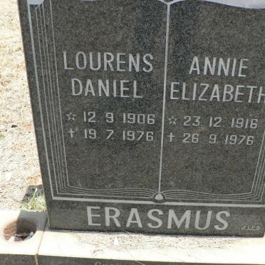 ERASMUS Lourens Daniel 1906-1976 &amp; Annie Elizabeth 1916-1976