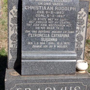 ERASMUS Christiaan Rudolph 1883-1957 &amp; Petronella Catharina Susanna 1894-1970
