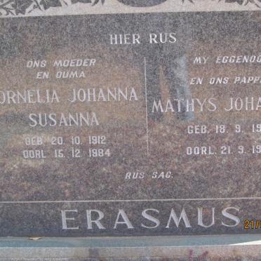 ERASMUS Mathys Johannes 1910-1960 &amp; Cornelia Johanna Susanna 1912-1984