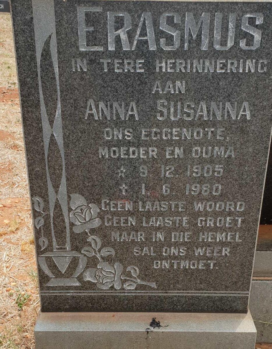 ERASMUS Anna Susanna 1905-1980