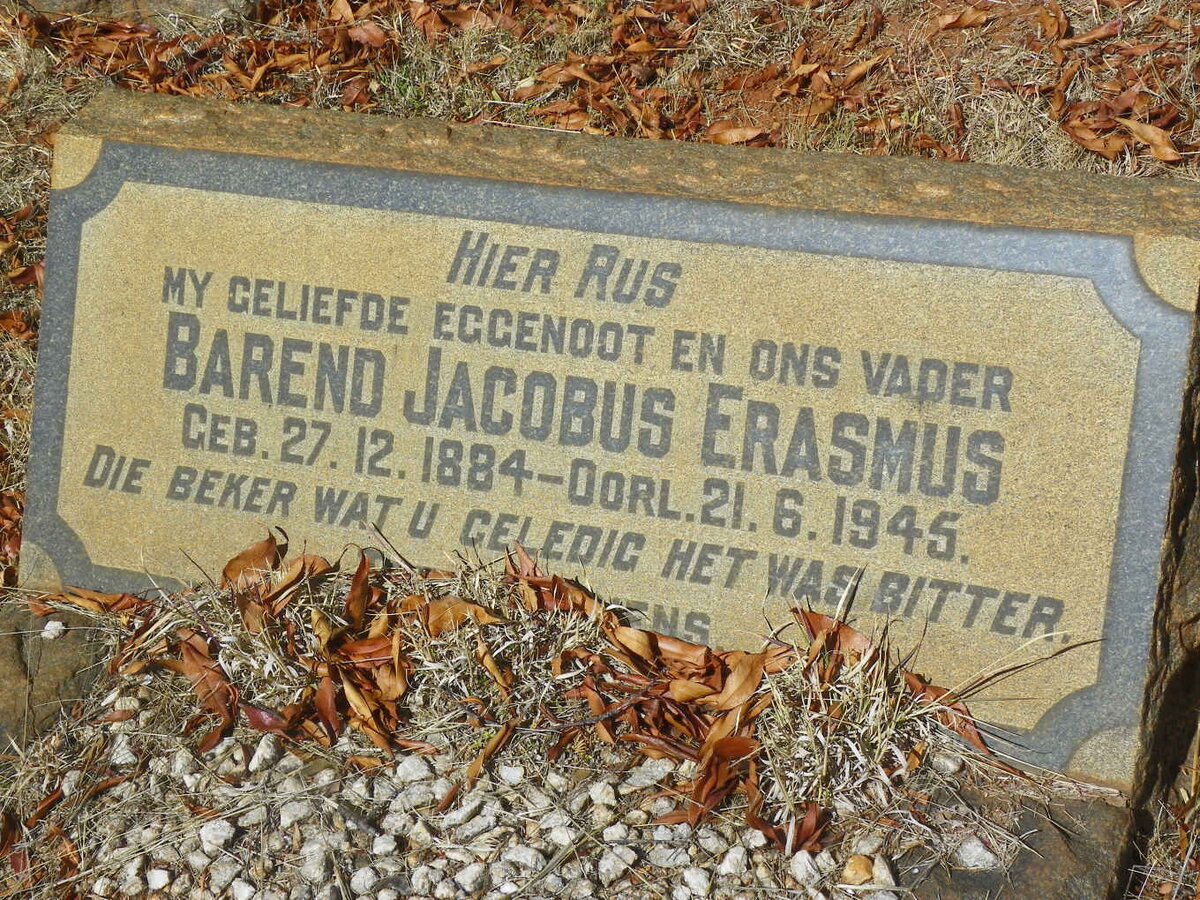 ERASMUS Barend Jacobus 1884-1945