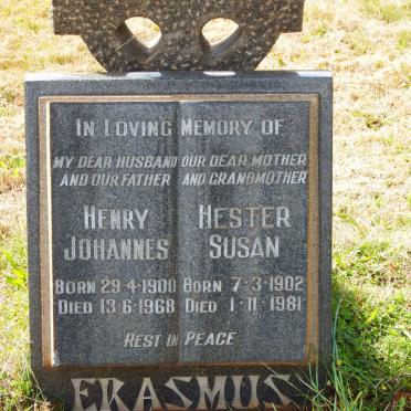 ERASMUS Henry Johannes 1900-1968 &amp; Hester Susan 1902-1981