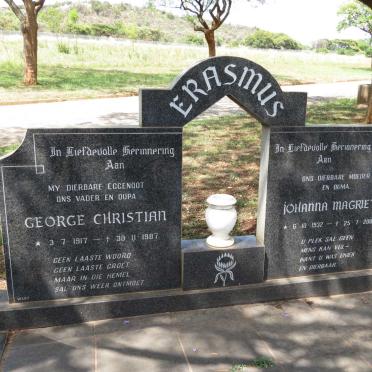 ERASMUS George Christian 1917-1987 &amp; Johanna Magrieta 1932-2009