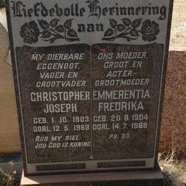 ERASMUS Christopher Joseph 1903-1969 &amp; Emmerentia Fredrika 1904-1988