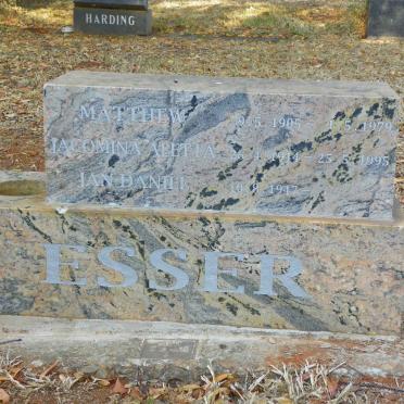 ESSER Matthew 1905-1979 ::  ESSER Jacomina Aletta 1914-1995 :: ESSER Jan Daniel  1947-