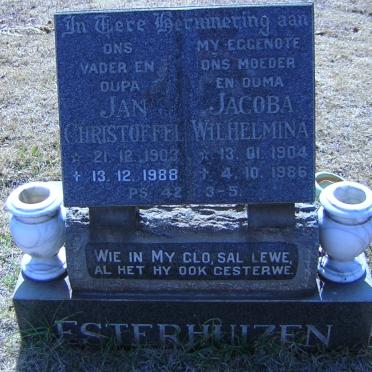 ESTERHUIZEN Jan Christoffel 1903-1988 &amp; Jacoba Wilhelmina 1904-1986