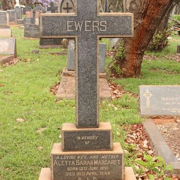 EWERS Werner B. -1951 &amp; Aletta Sarah Margaret 1891-1949