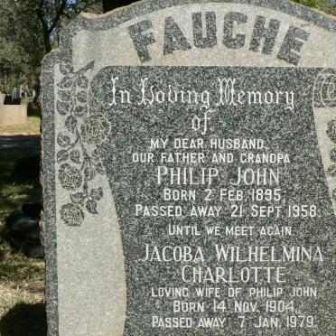 FAUCHE Philip John 1895-1958 &amp; Jacoba Wilhelmina Charlotte 1904-1979
