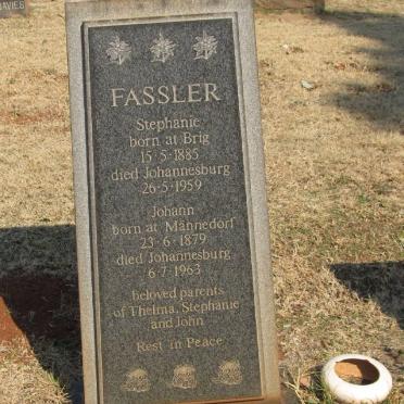 FASSLER Johann 1879-1963 &amp; Stephanie 1885-1959