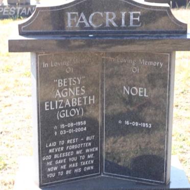 FACRIE Noel 1953- &amp; Agnes Elizabeth GLOY 1958-2004