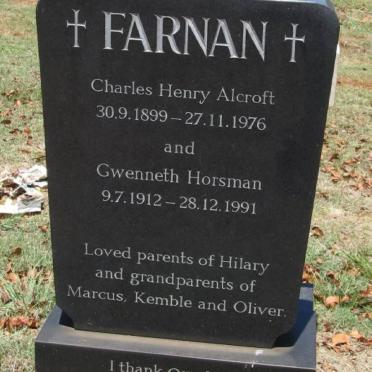 FARNAN Charles Henry Alcroft 1899-1976 &amp; Gwenneth Horsman 1912-1991