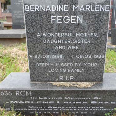 FEGEN Bernadine Marlene 1958-1986