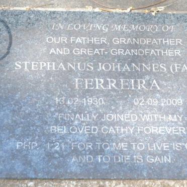 FERREIRA Stephanus Johannes 1930-2009 &amp; Catherine Margaret 1931-1975