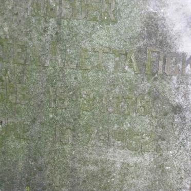 FICK Frederick Anton Wilhelmus 1871-1962 &amp; Hester Aletta 1876-1952