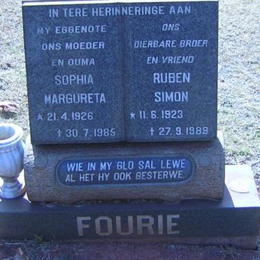 FOURIE Ruben Simon 1923-1989 &amp; Sophia Margureta 1926-1985