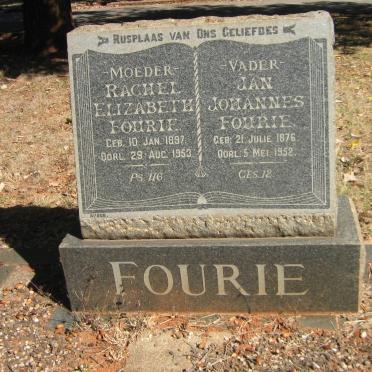 FOURIE Jan Johannes 1876-1952 &amp; Rachel Elizabeth 1897-1953