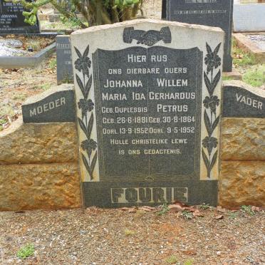 FOURIE Willem Gerhardus Petrus 1864-1952 &amp; Johanna Maria Ida DU PLESSIS 1881-1952