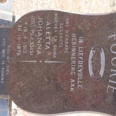FOURIE Aletta Johanna nee DU PLESSIS 1915-1978