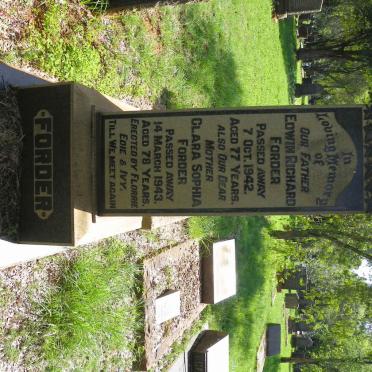 FORDER Edwin Richard -1942 &amp; Clara Sophia -1943