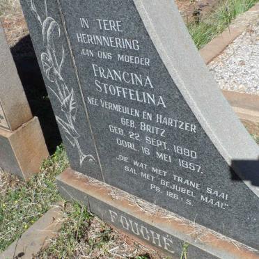 FOUCHE Francina Stoffelina formerly VERMEULEN formerly HARTZER nee BRITZ 1890-1957