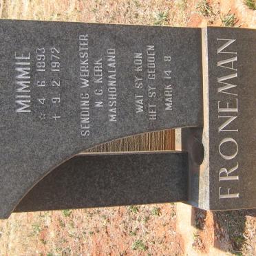 FRONEMAN Mimmie 1893-1972