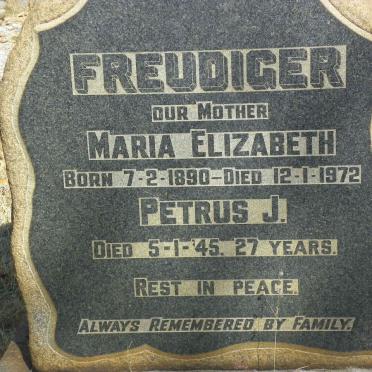 FREUDIGER Maria Elizabeth 1890-1972 :: FREUDIGER Petrus J. -1945