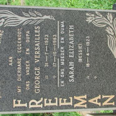 FREEMAN George Versailles 1923-1983 &amp; Sarah Elizabeth 1923-