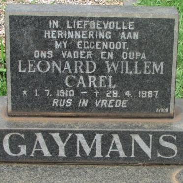 GAYMANS Leonard Willem Carel 1910-1987