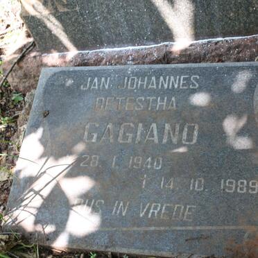 GAGIANO Jan Johannes Betestha 1940-1989