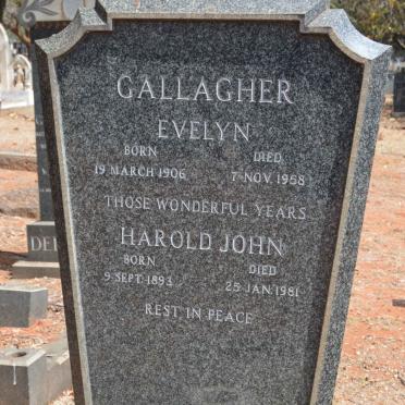 GALLAGHER Harold John 1893-1981 :: GALLAGHER Evelyn 1906-1958