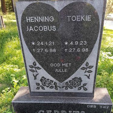 GERRITS Henning Jacobus 1921-1998 &amp; Toekie 1923-1998