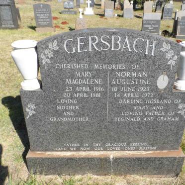 GERSBACH Norman Augustine 1929-1972 &amp; Mary Magdalene 1916-1981