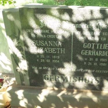 GERMISHUYS Gottlieb Gerhardus 1915-1981 &amp; Susanna Elizabeth 1919-2004