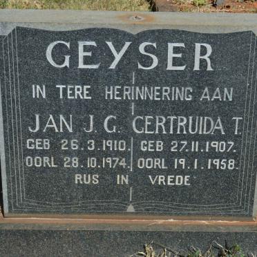 GEYSER Jan J.G. 1910-1974 &amp; Gertruida T. 1907-1958