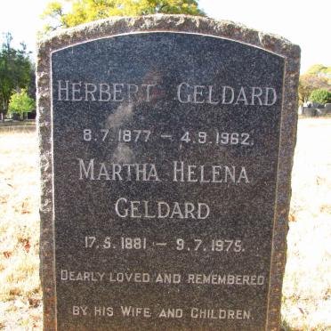 GELDARD Herbert 1877-1962 &amp; Martha Helena 1881-1975