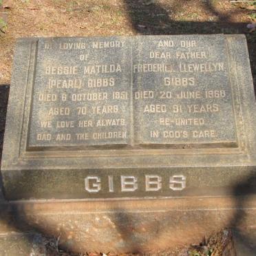 GIBBS Frederick Llewellyn -1968 &amp; Bessie Matilda -1951
