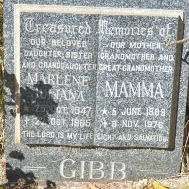GIBB Mamma 1889-1976 :: GIBB Marlene Juliana 1947-1965