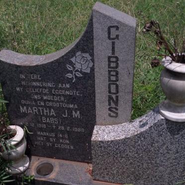 GIBBONS Martha J.M. 1918-1989