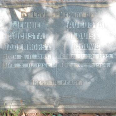 GOUWS Augusta Louise 1873-1956 :: BADENHORST Jennie Augusta 1899-1956