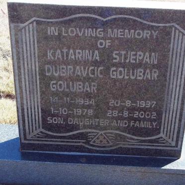 GOLUBAR Stjepan 1937-2002 &amp; Katarina Dubravcic 1934-1978