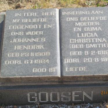 GOOSEN Johannes Hendrik 1906-1964 &amp; Lucia Christina SMITH 1916-1994