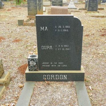 GORDON Oupa 1863-1947 &amp; Ma 1865-1945